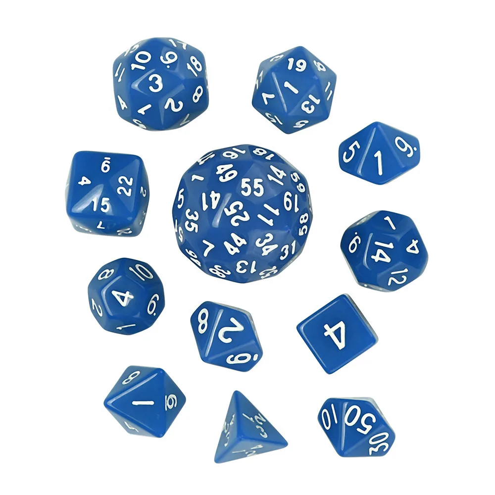 Синий 12 шт многогранные игральные кости для игры многогранные D60 многогранные акриловые цифровые игральные кости Развлекательное Оборудование# 2N - Цвет: Синий