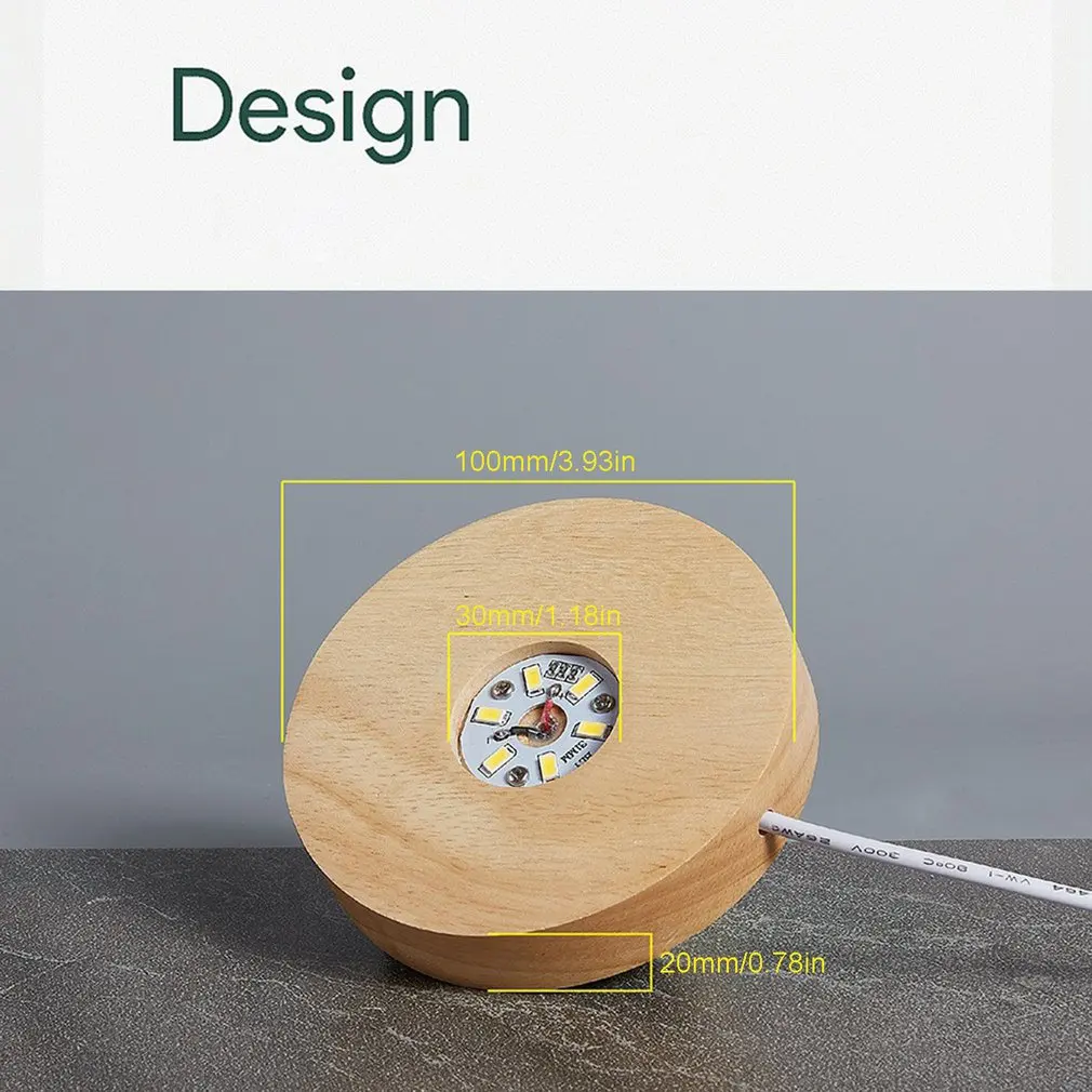 

Wood Light Base Rechargeable Remote Control For Crystal Glass Art Illuminated Wooden Base Romantic Display For Crystal Glass