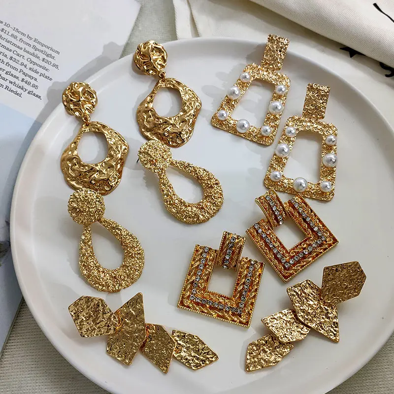 JUST FEEL золотые металлические Висячие серьги для женщин винтажные панк круглые