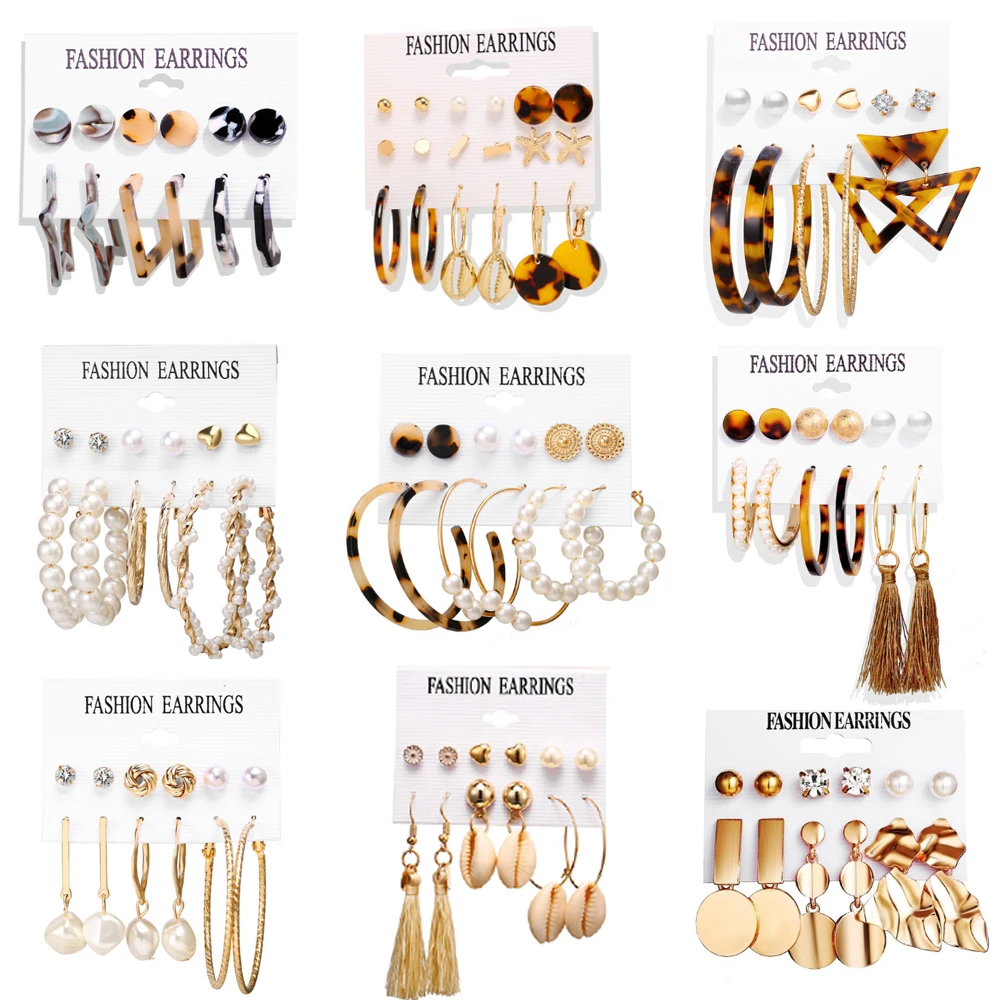 17 км модный Акриловый Корпус Комплект сережек для женщин богемный Леопард