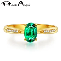 silver 925 luxury emerald gemstone ring for women bride 24k gold adjustable ring wedding party gift jewelry wholesale