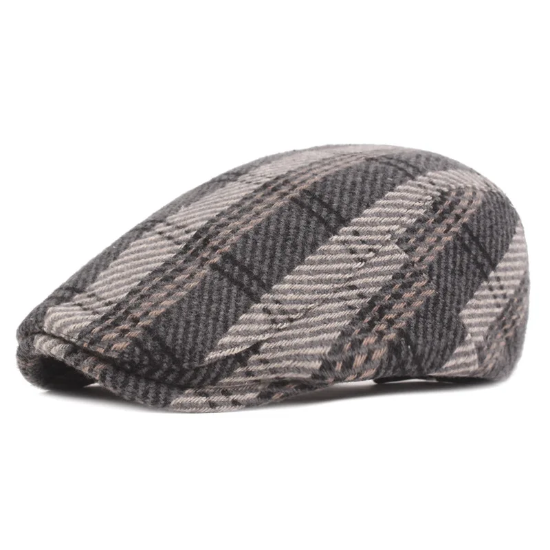 

Fashion Vintage Autumn Winter Hats for Men Women High Quality Casual Cotton Women Beret Caps Adjustion Plaid Mens Flat hat
