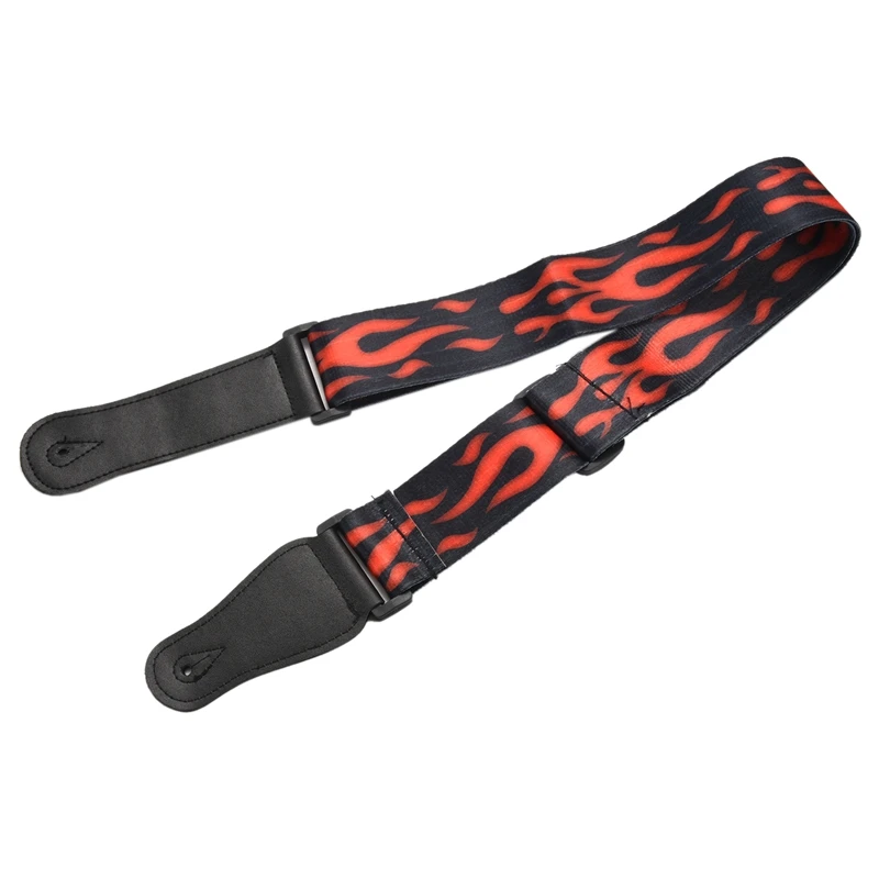 

IRIN Guitar Strap Adjustable Polyester Belt PU Leather Ends for Acoustic Folk Classic Electric Guitar Bass with Flame Patterns