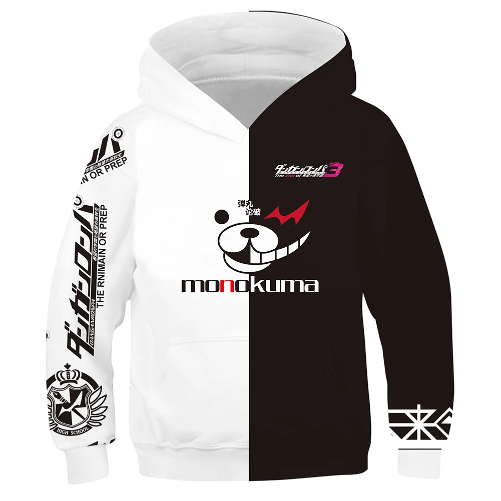 

Anime Danganronpa Monokuma Cosplay 3D Print Hood Hoodie Pullover Jacket Sweatshirt Coat For Kids