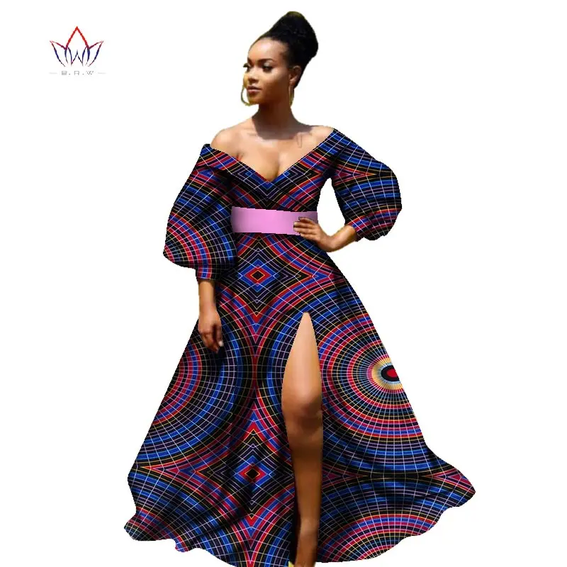 african bazin dresses for women african Three Quarter sleeves dresses for women african clothing wax dashiki fabric WY2255 - Цвет: 17