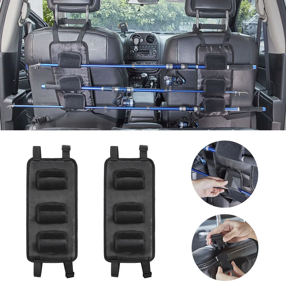 

2pcs Fishing Rod Holder For Car Backseat Portable Fishing Pole Tie Straps Rack Carrier Universal Bracket Fishing Tackle Tool