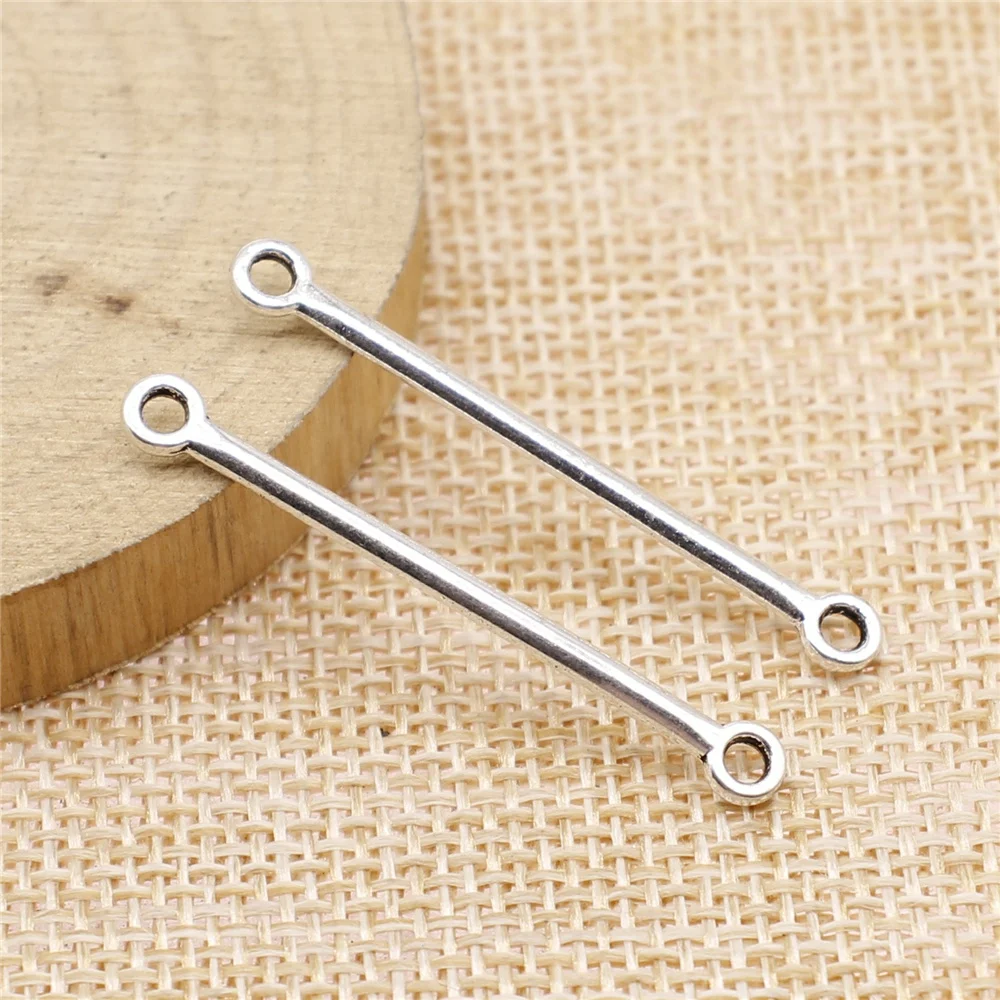 

WYSIWYG 20pcs Jewelry DIY Handmade Craft Charms Antique Silver Color 4x40mm Connector Connector