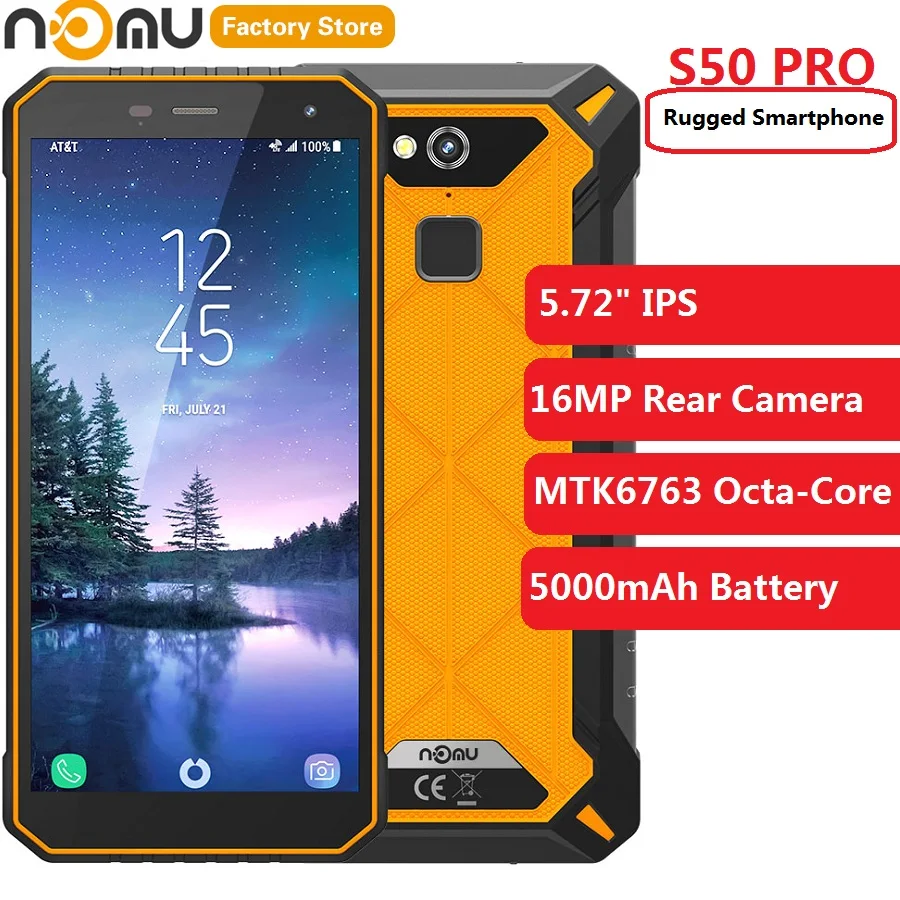 Оригинальный IP68 NOMU S50 PRO 4G Phablet 5 72 ''Android 8 1 MTK6763 Восьмиядерный ГГц 4 Гб ram 64 rom 16 0 Мп
