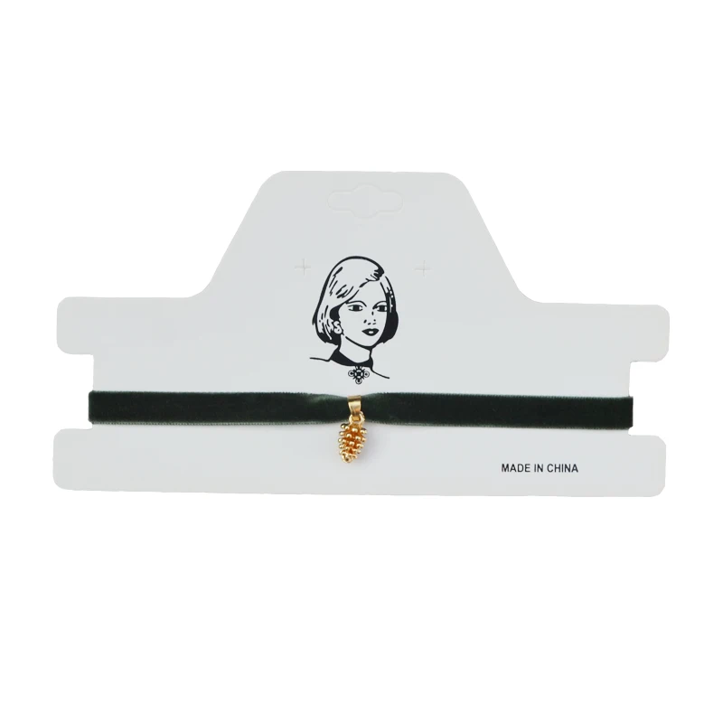 Новая трава зеленая Вельветовая чокер Золотой сосновый конус украшение для