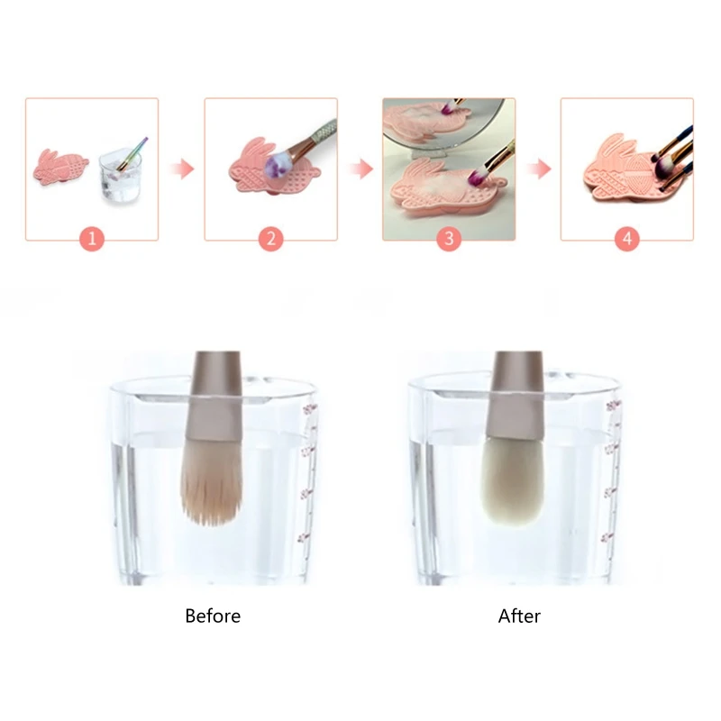 Портативная Кисть для макияжа с милым мультяшным Кроликом коврик чистки