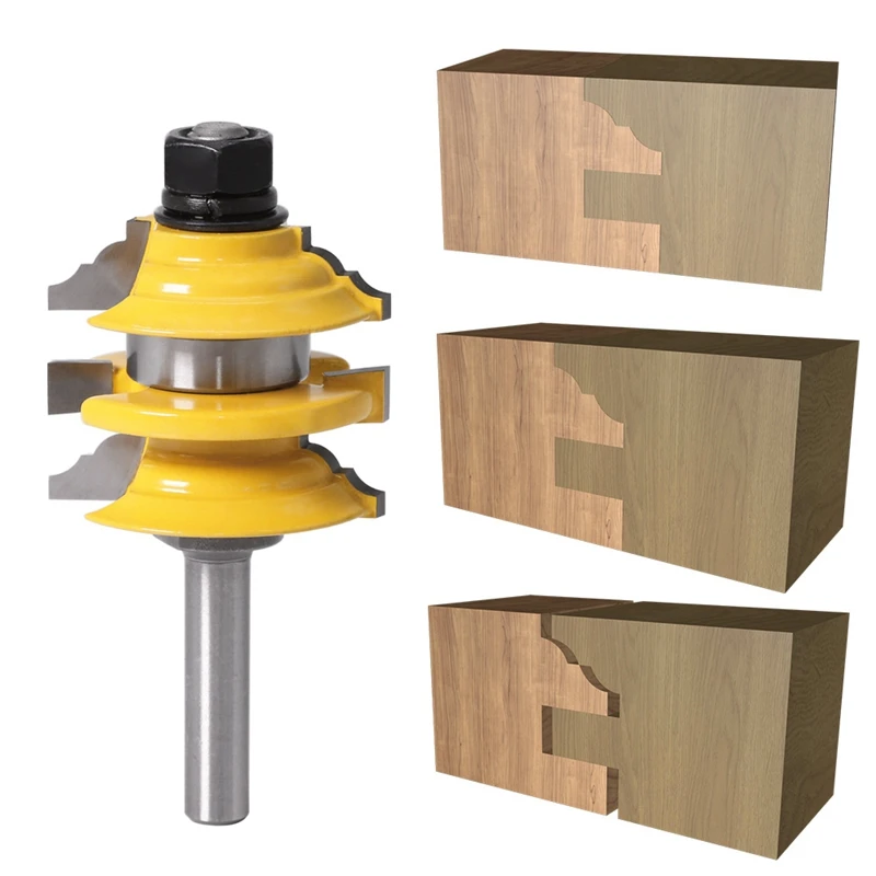 

8mm Shank Rail & Stile Router Bit Stacked Wood Cutting Tool Woodworking Router Bits