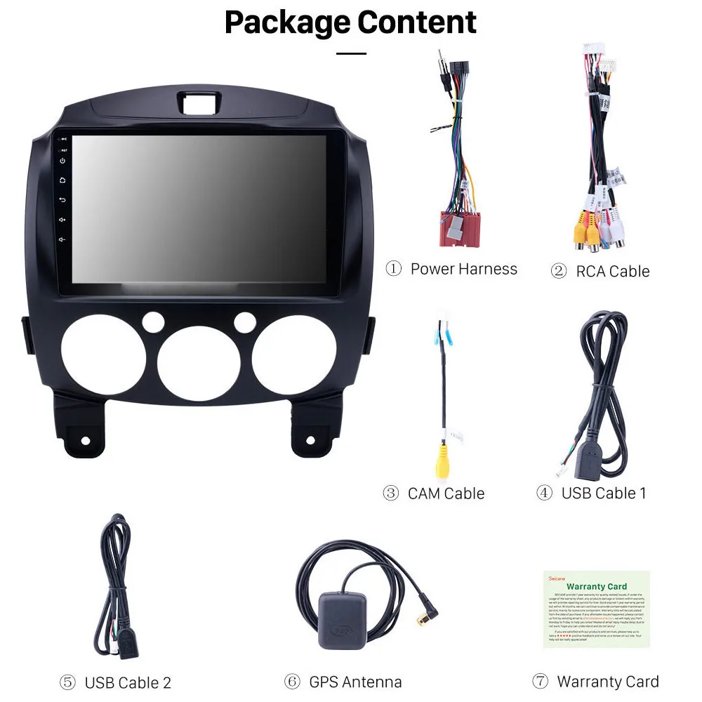 9-дюймовый для Mazda 2 2007 2008 2009 2010-2013 Mazda2 Автомобильный радио мультимедийный видеопроигрыватель GPS приемник Android 10.1 2 ГБ + 32 ГБ Камера включена.