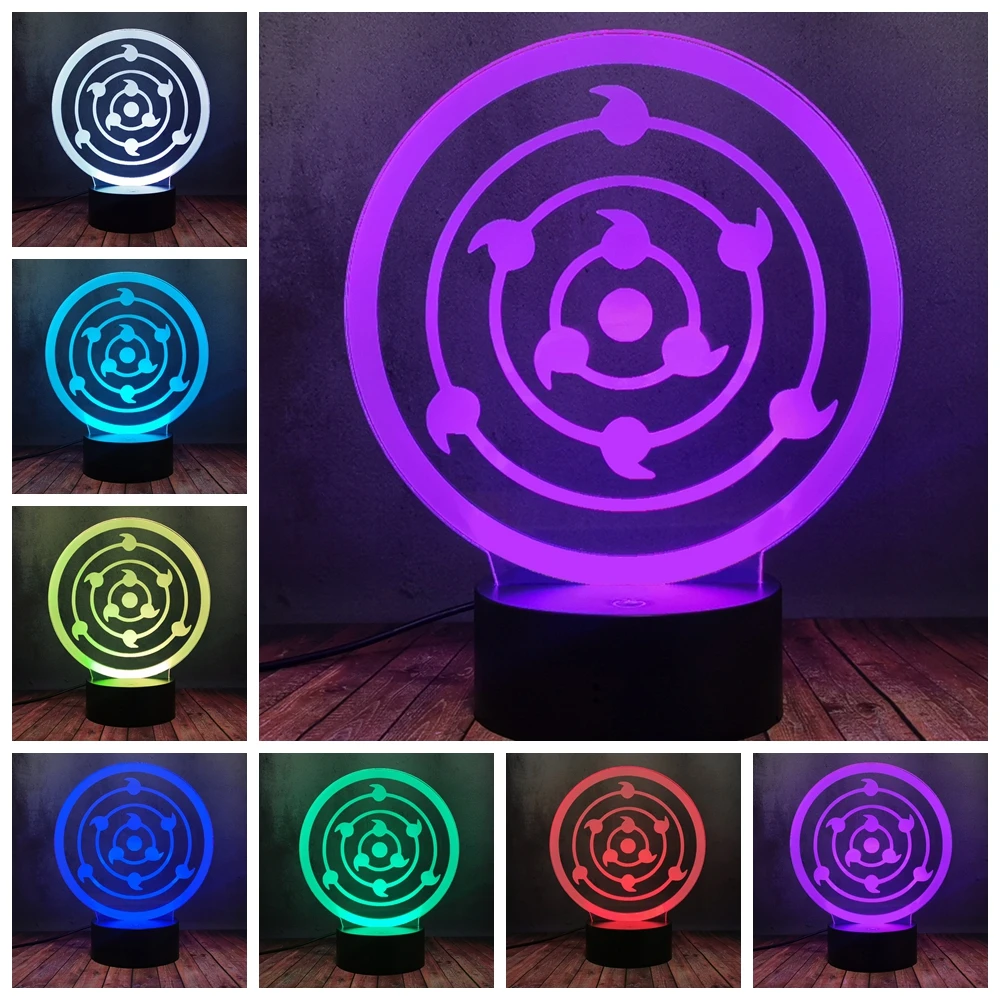 Вращающийся Rinnegan Eye Naruto Sasuke Uchiha Itachi Аниме Манга Мультфильм USB Ночник светильник