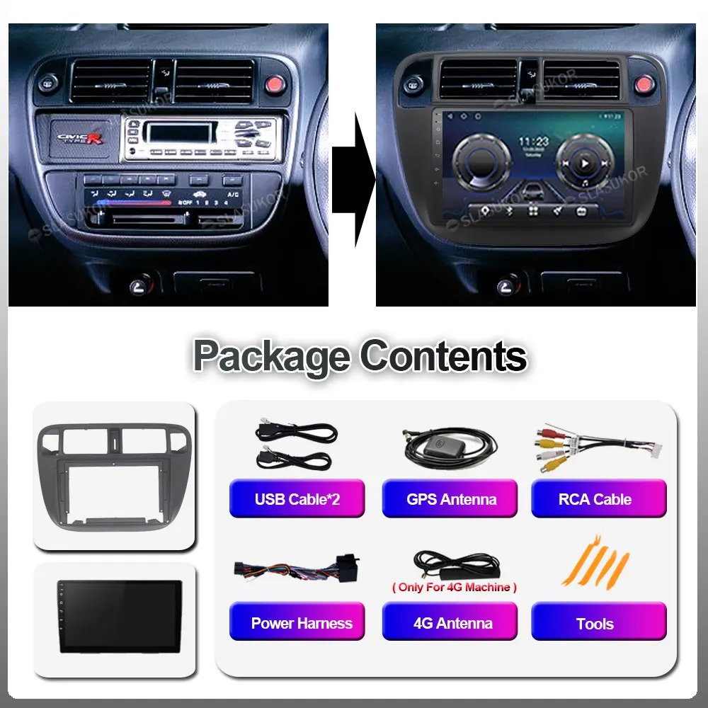 9-дюймовый Android 10 автомобильный 6G + 128G видео для Honda Civic 1995 - 2001 Carplay Авторадио DSP 4G