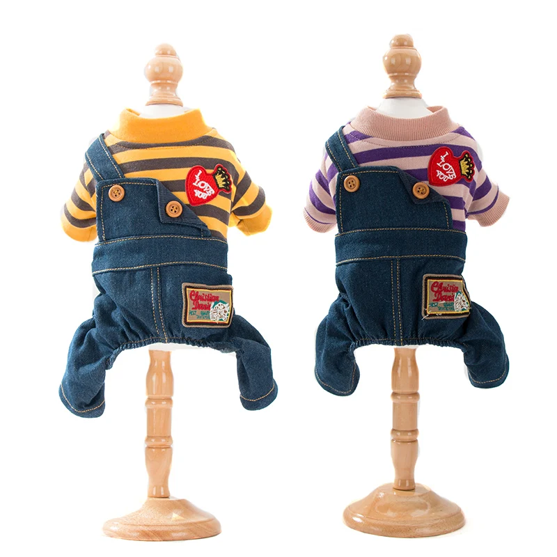 Hipidog модная одежда для собак в полоску зимний теплый мягкий комбинезон Прямая