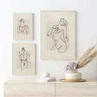 Абстрактный Женский плакат на стену, рисунок с обнаженной линией, бежевая холщовая живопись, картины в скандинавском стиле, домашний декор для гостиной