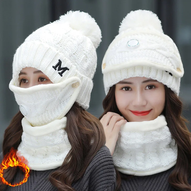 Горячая Распродажа женские зимние вязаные шапки с меховой подкладкой теплые