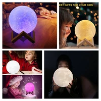 3d print lamp moon bedroom bookcase night light creative gifts rechargeable moon lamp 2 16 color change 3d light touch switch