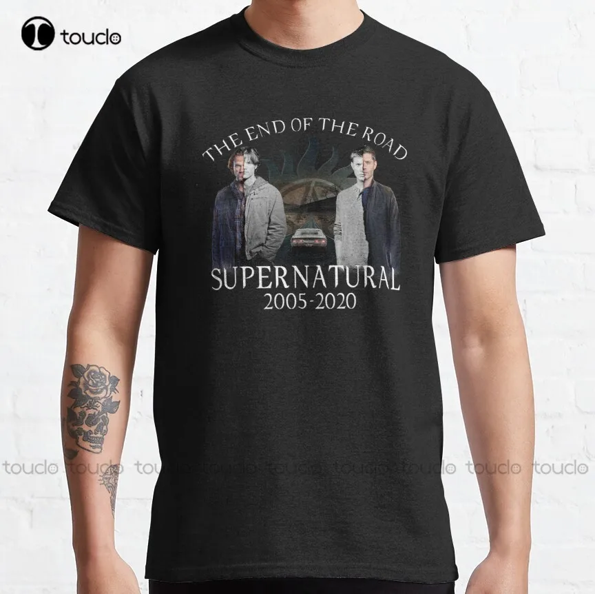 

Сверхестественный конец дороги Spn, семейство Spnfamily, Sam Winchester, Классическая футболка Дина винчестера, винтажные футболки