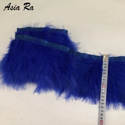 royal blue 2 ярда Белый индюк перо полосы для свадьбы Марабу перо планки бахромы 13-20 см Ширина - Цвет: royal blue