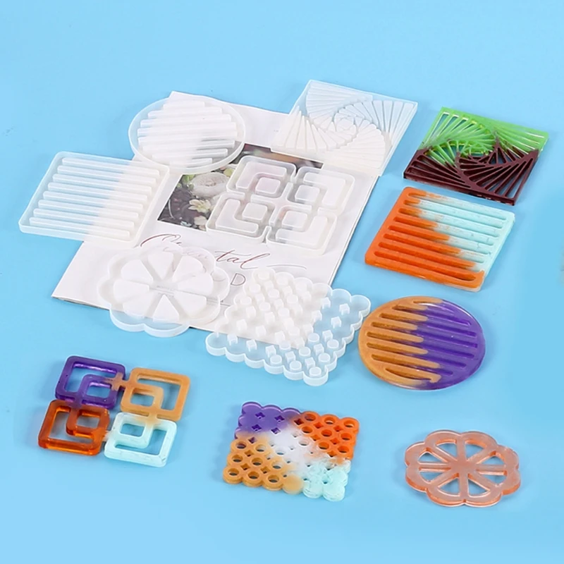 

6 Styles Handmade Coaster Silicone Resin Mold Tea Mat Tray Coaster Epoxy Resin Silicone Casting Molds Kit Crafts Tools 94PA