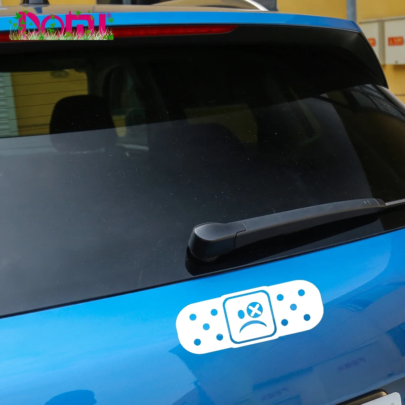 

12x4cm BANDAID SAD FACE Car Tail Vinyl Decals Creative Cartoon Car Sticker Band Aid Fashion Car-Styling Decorative Window Decal