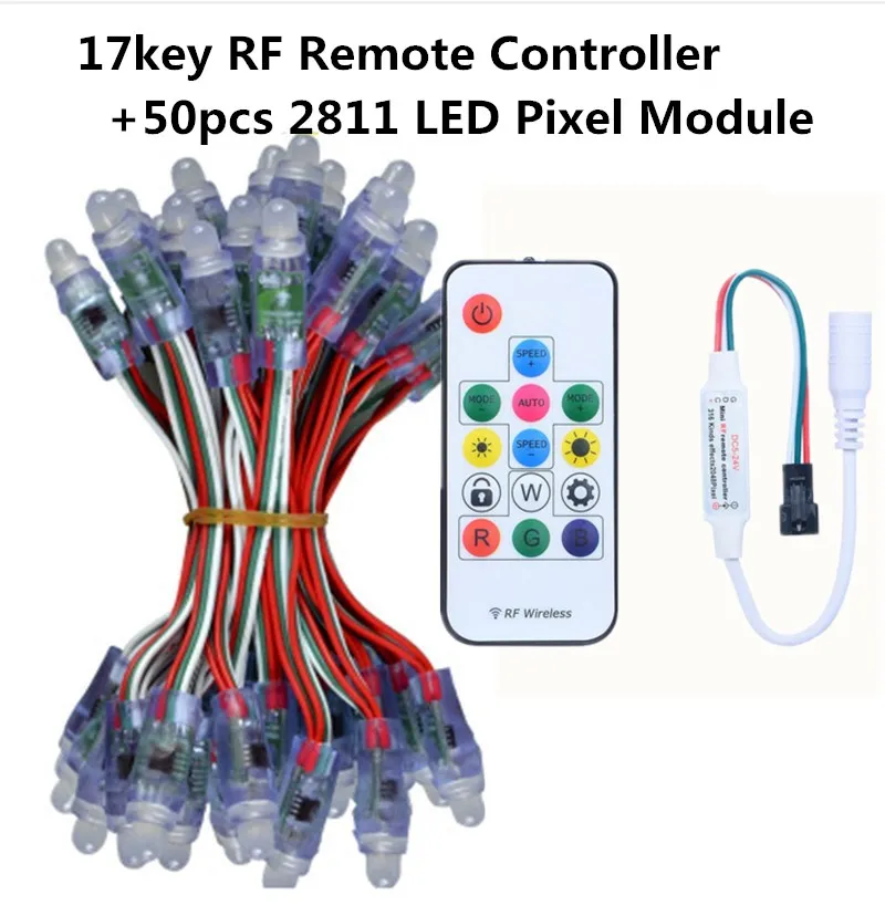 50 шт. 12 мм WS2811 полноцветный светодиодный пиксельный световой модуль постоянного