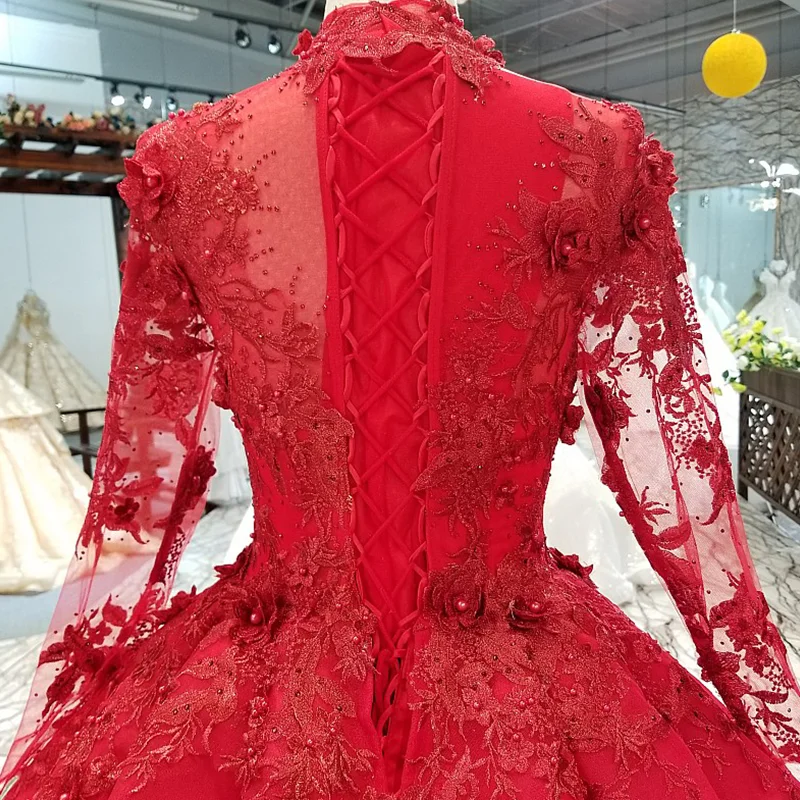 LS02100 red muslim puffy vintage вечернее платье с длинным рукавом рукавом|Вечерние платья| |