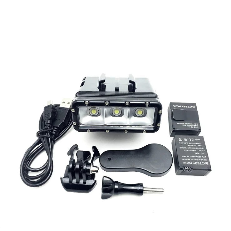 Двойной аккумулятор фонарик для дайвинга подводный светодиодный заполняющий