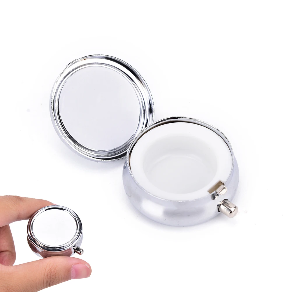 

1Pcs Metal Round Silver Small Cases Tablet Pill Boxes Holder Effective use of space Advantageous Container Medicine Case