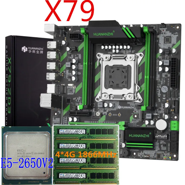 HUANAN ZHI X79-ZD3 материнская плата M.2 NVME MATX с процессором Intel Xeon E5 2650 V2 2 5 ГГц 4*4 Гб = 16 ГБ DDR3