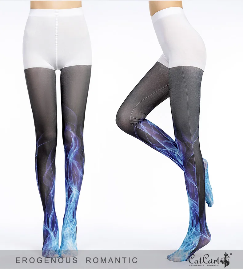 High Quality New Designs Print Tights Blue Pantyhose