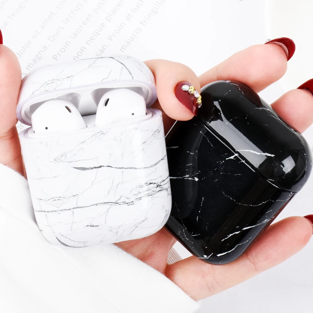 For Apple Airpods Cover Case AirPods Headset Hard PC Protective Shell Marble Painted 1 2 Charging Box Bags | Электроника