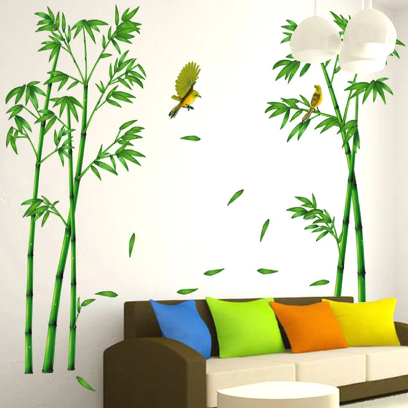 

Removable Green Bamboo Forest Depths Wall Sticker Creative Chinese Style DIY Tree Home Decor Decals for Living Room Decoration