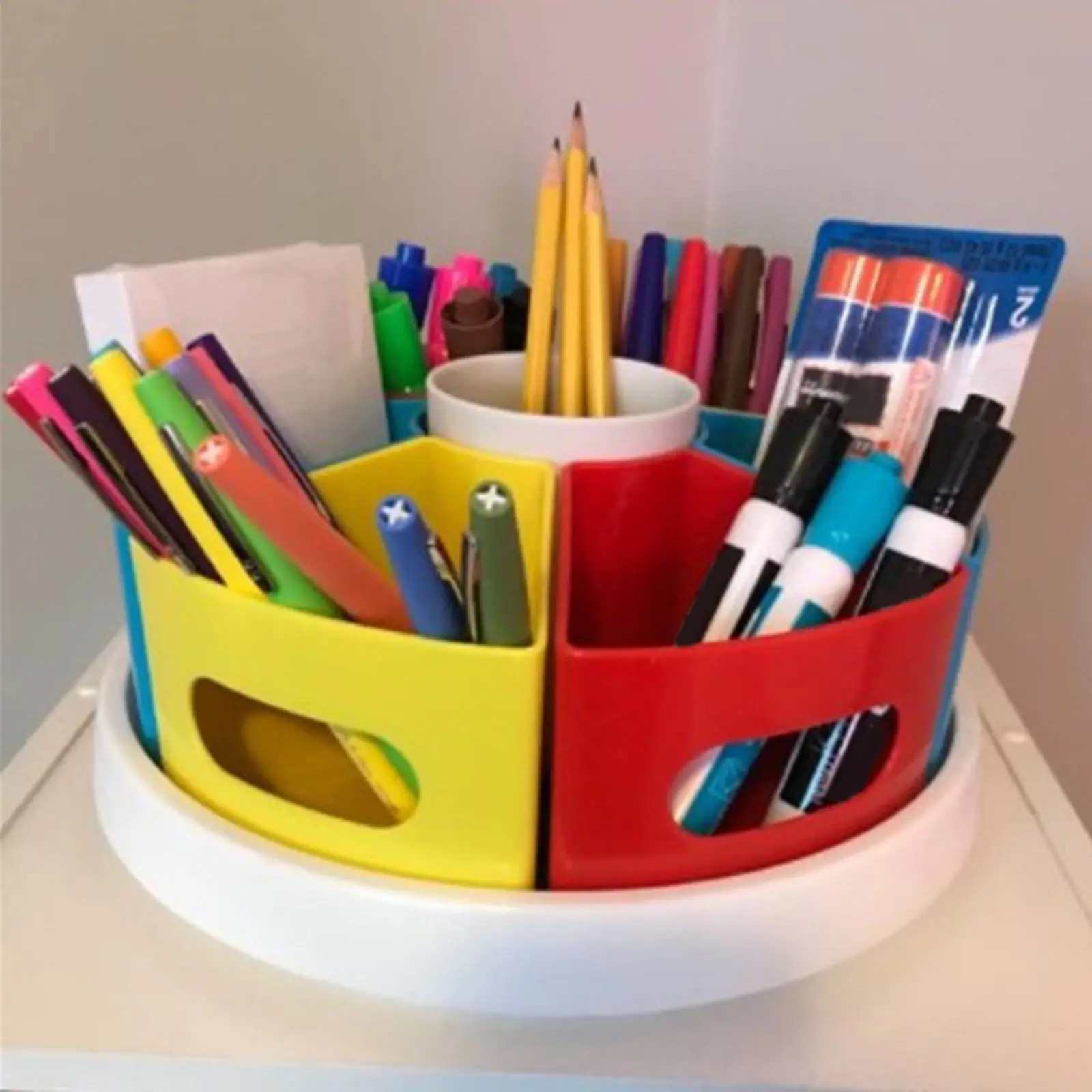 

360 Degree Rotating Storage Tube Craft with Removable Bins for Home Desktop