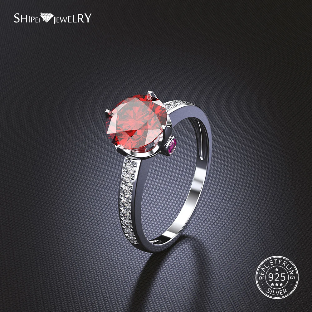 Shipei 100% 925 пробы серебряные Изящные Ювелирные изделия 8 мм Круглый сапфировый