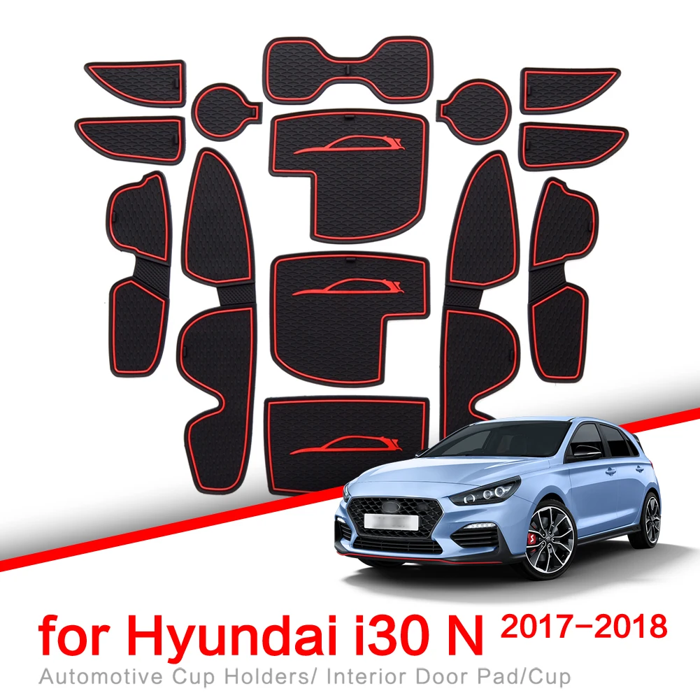 ZUNDUO Anti-Slip Gate Slot Cup Pad for Hyundai I30 I30 N 2017 - 2022 Elantra GT Car Door Groove Mat Accessories Non-Slip Mats