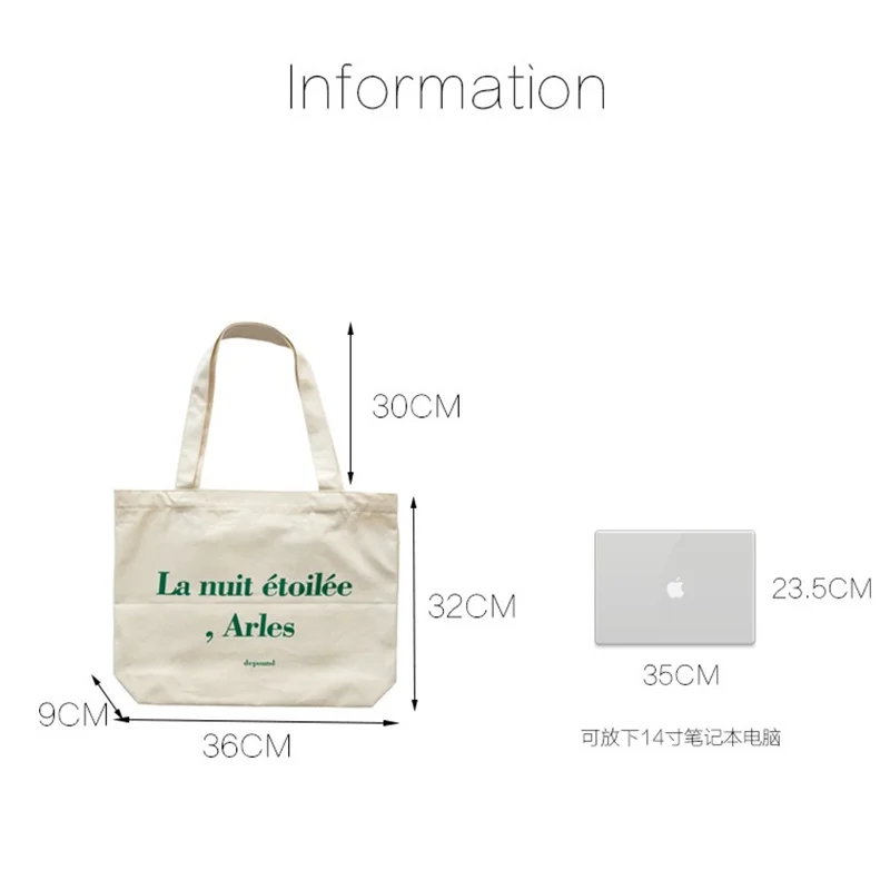 

Women Canvas Shoulder Bag Large Capacity Daily Shopping Bags Students Books Bag Letter Cotton Cloth Handbags Tote for Girls