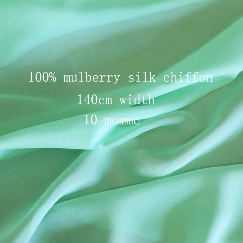 

1 meter X 1.4 meter Elegant Mint Green Natural Silk Chiffon Fabric Wedding Dress Material