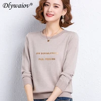 letter loose ladies sweater o neck knitted korean sweater solid sweater women autumn winter top jumper sweater female pull femme