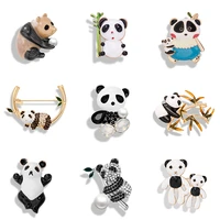 cute enamel pearl bamboo panda animal brooch pins for women kids rhinestone koala new fashion shirt dress backpack jewelry pin