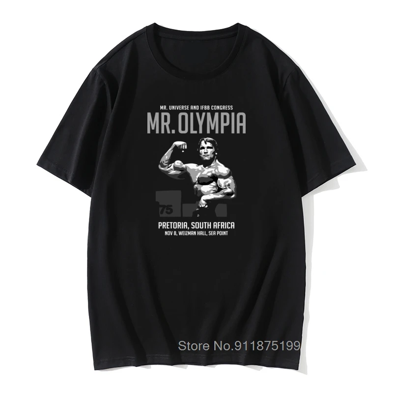 Мужские футболки с принтом Арнольда Шварценеггера 1975 г-н Олимпии новинка круглым