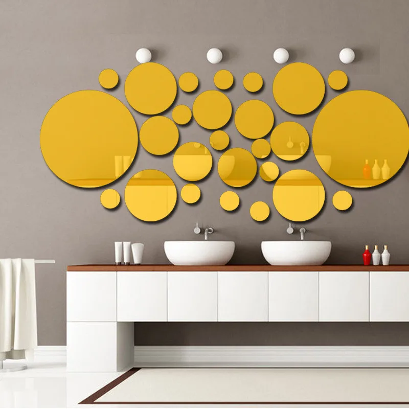 

26pcs 3D Mirror Wall Sticker Round Mirror DIY TV Background Bathroom Stickers Wall Decor bedroom Bathroom Home Decoration mirror