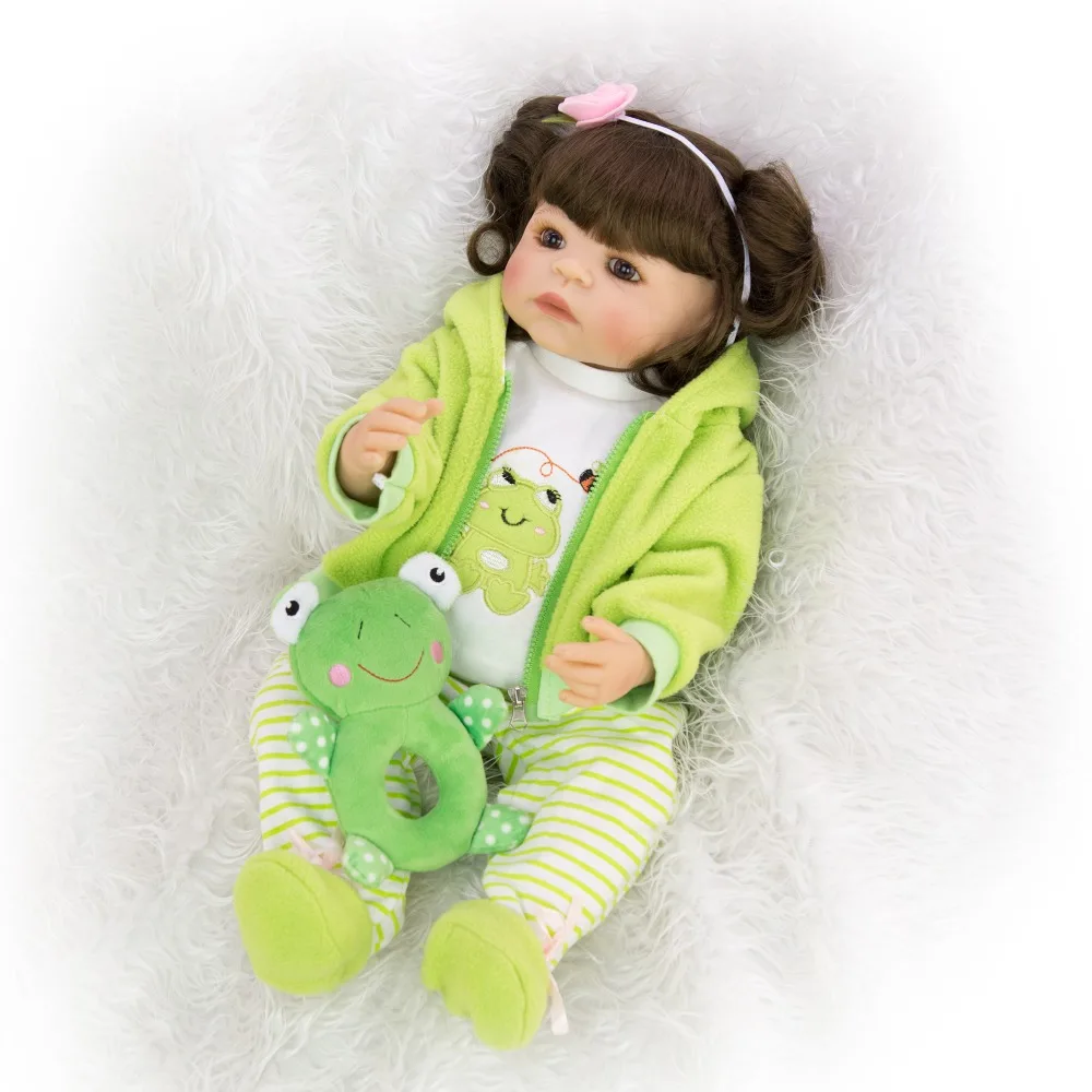 NPKDOLL 22 дюймов младенец Reborn Menina 55 см Bebe reborn полная силиконовая кукла с коричневыми