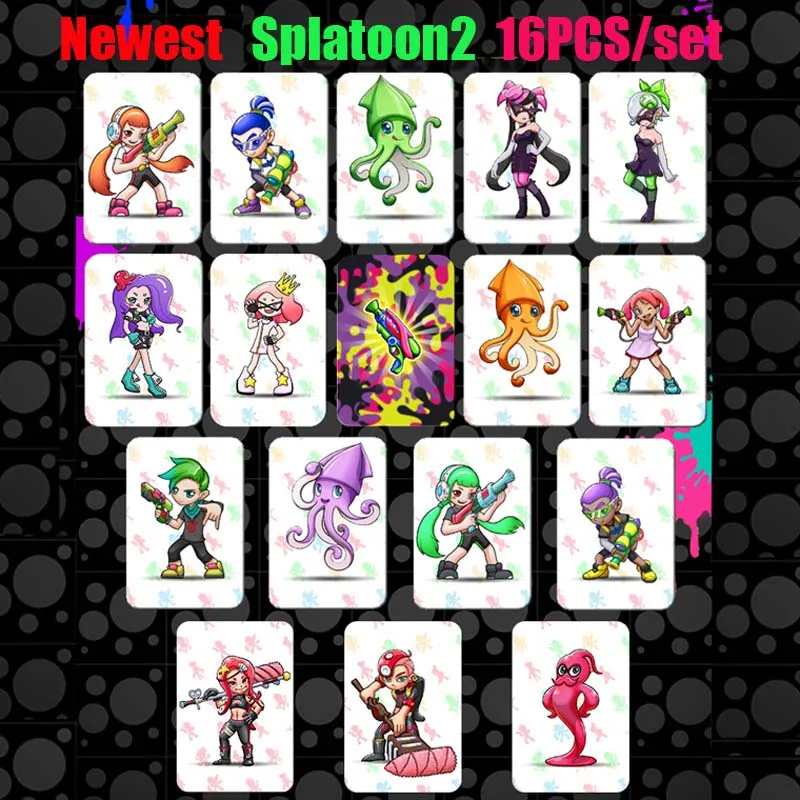 Mario Kart 8 Deluxe Breathe для Wild zelda amiibo игровая Карта super smash bros Link Switch NFC card Super Odyssey - Цвет: 16 pcs Splatoon 2