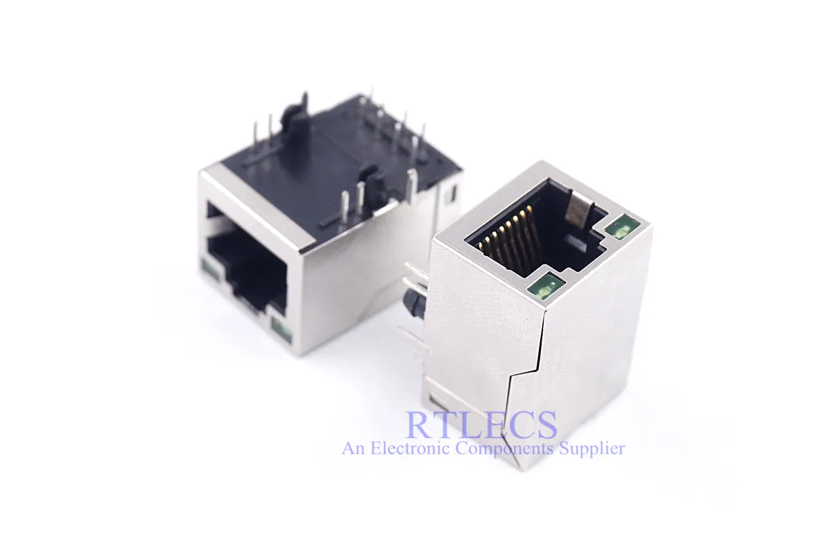 50 шт. модульный разъем боковой вход RJ45 8P8C Tab Up EMI магнитный светодиодный