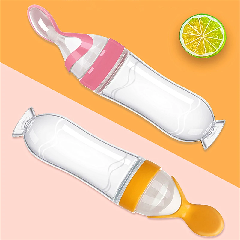 

Newborn Baby Feeding Bottle Toddler Silicone Squeeze Feeding Spoon Milk Bottle Baby Training Feeder Food Supplement