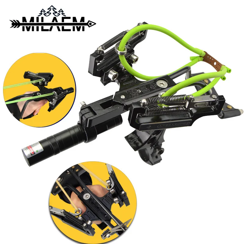 Профессиональная охотничья Рогатка металлический корпус с зеленым лазером для