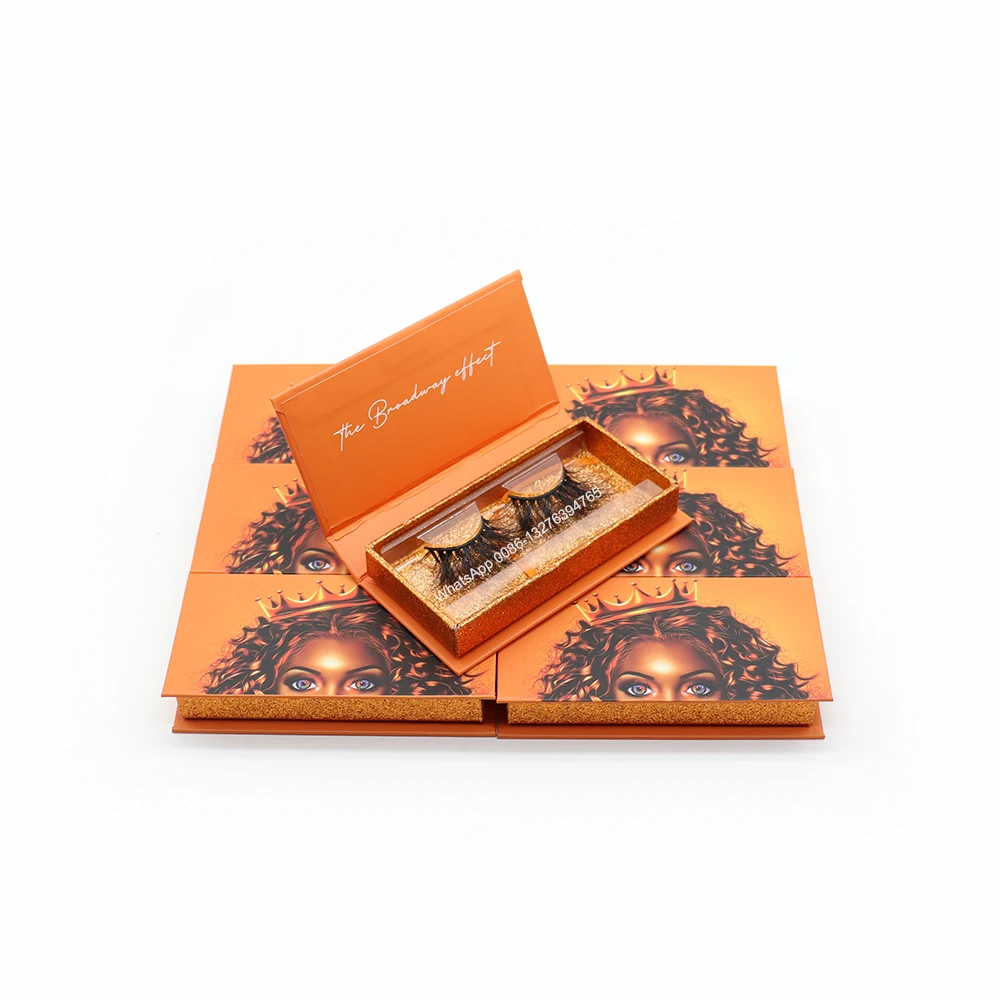 

Orange Crown Girl Eyelash Case Mink Eyelashes 3D Mink Hair Lashes Natural Lash Makeup Customized Private Label Eyelash Packaging