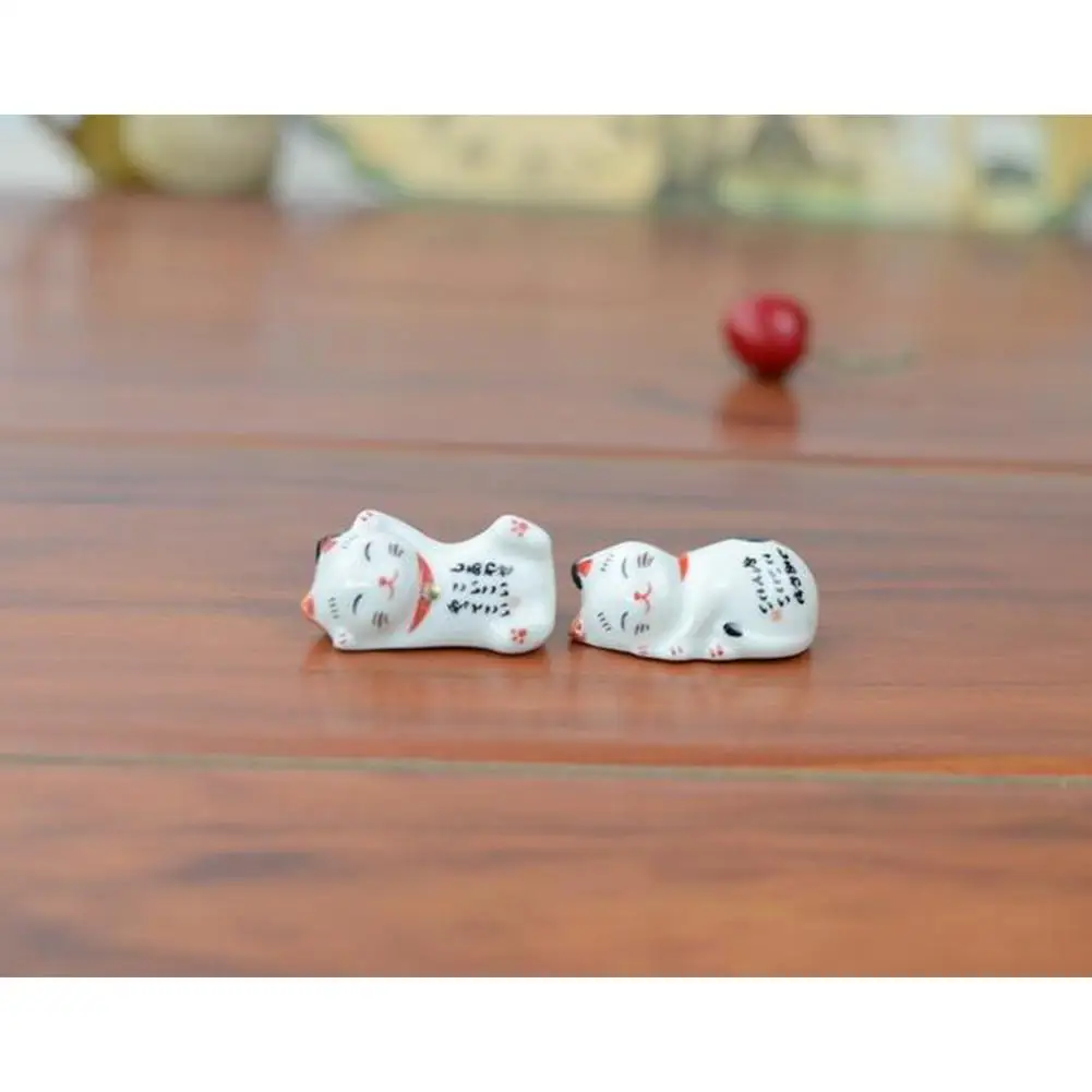 Adeeing 5Pcs/Set Cute Ceramic Fortune Cat Shape Chopstick Rest Penholder for Kitchen Table | Дом и сад